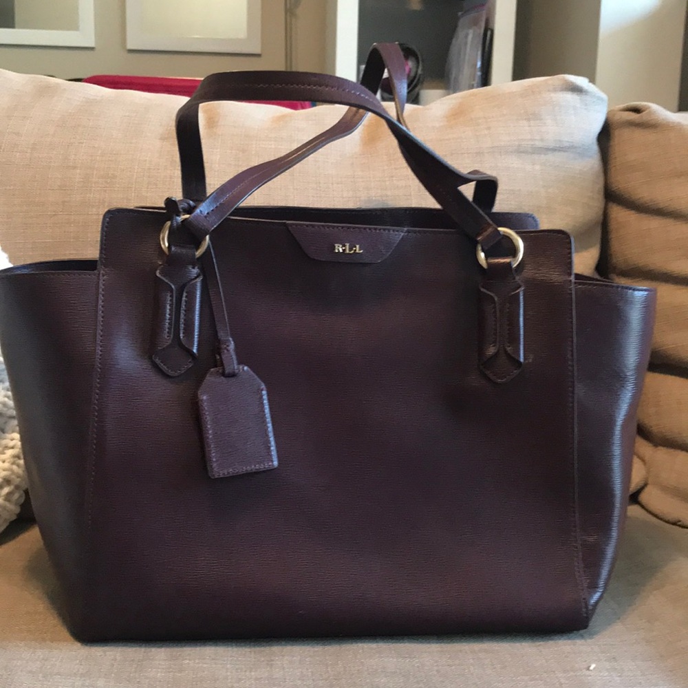 Deep purple Ralph Lauren purse with suede interior